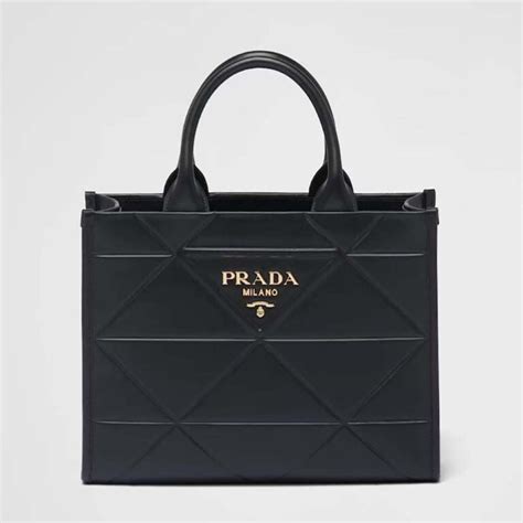 large leather prada symbole bag with topstitching|Large Leather Prada Symbole Bag With Topstitching.